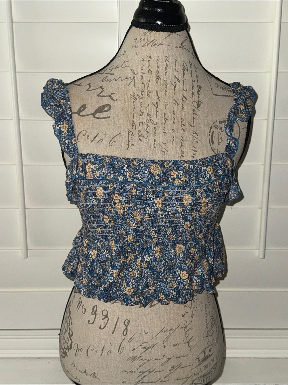 Natural Life Angelina Smocked Top Blue Ditsy Floral